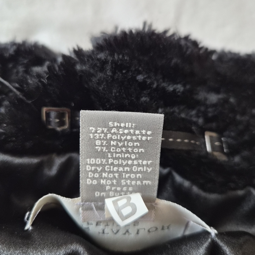 Vintage Ann Taylor Black Faux Fur Jacket Petite Button Front Evening Coat P - Picture 7 of 9